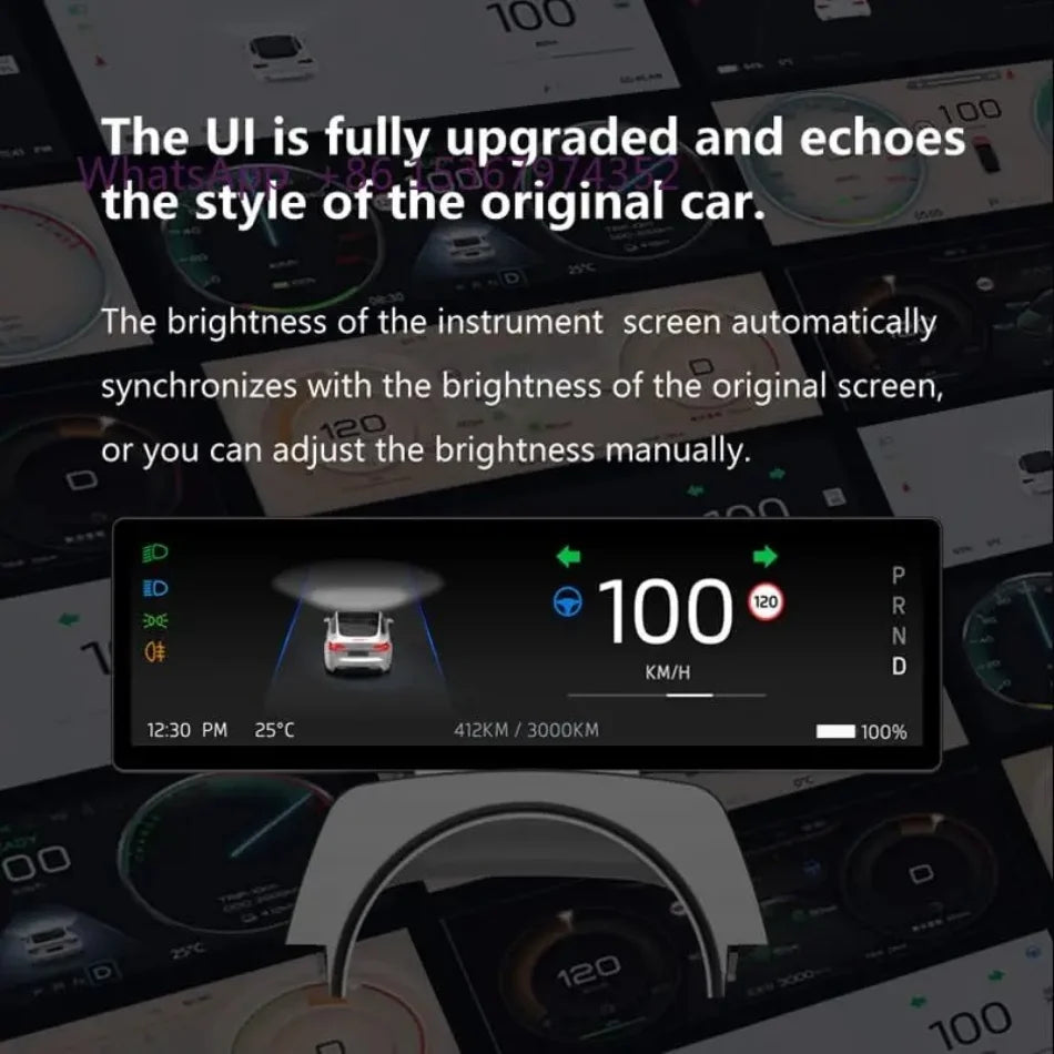 Car Dashboard Head-Up Display 8.8 Inch for Tesla Model 3 2017-2025 Model Y 2019-2025 Ultra-Thin Screen with Front Camera