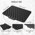 Kitchen Silicone Drain Mat with Built-in Drainage Design Easy to Clean Suitable for Countertops Sinks Refrigerators