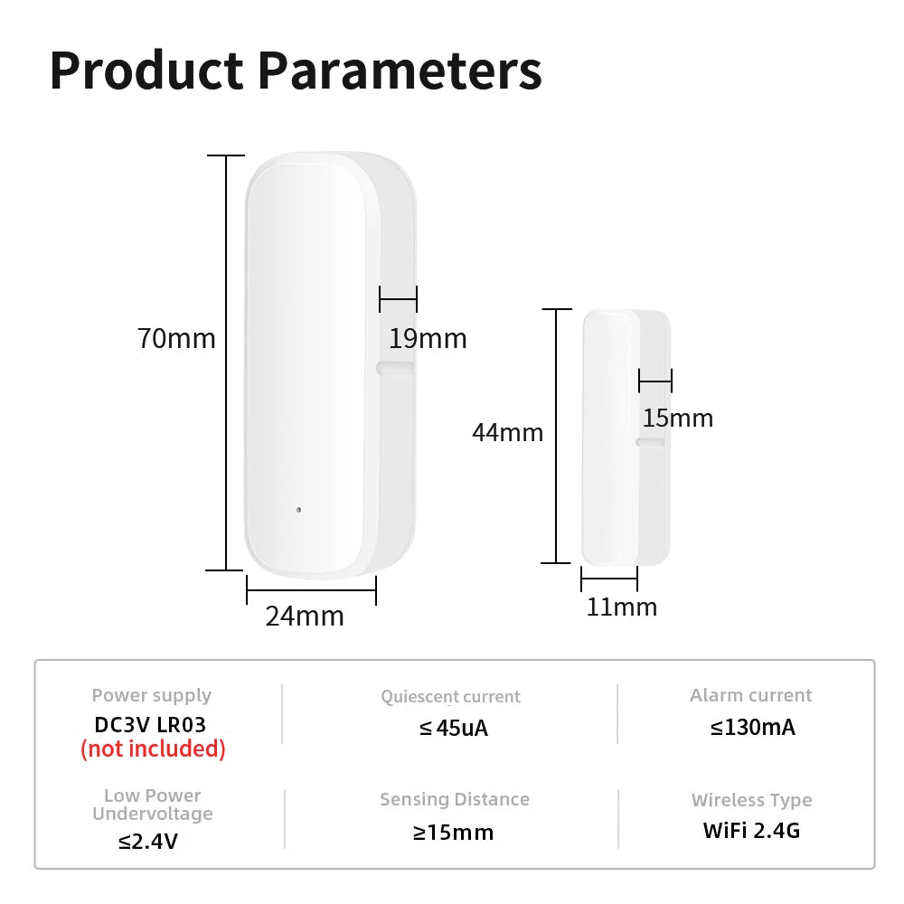 TNCE Tuya WiFi/Zigbee3.0 Smart Door Window Sensor Smart Home Security Alarm System Smart Life Tuya App Remote Control