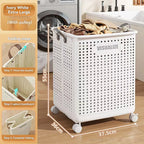 Folding dirty clothes basket, household laundry basket, with wheels, large capacity storage basket, balcony bathroom crevice