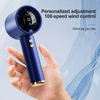 2 Pack 100-Speed Handheld Fan - USB Rechargeable Turbo Cooling with LED Display, Portable Mini Fan for Indoor/Outdoor & Office