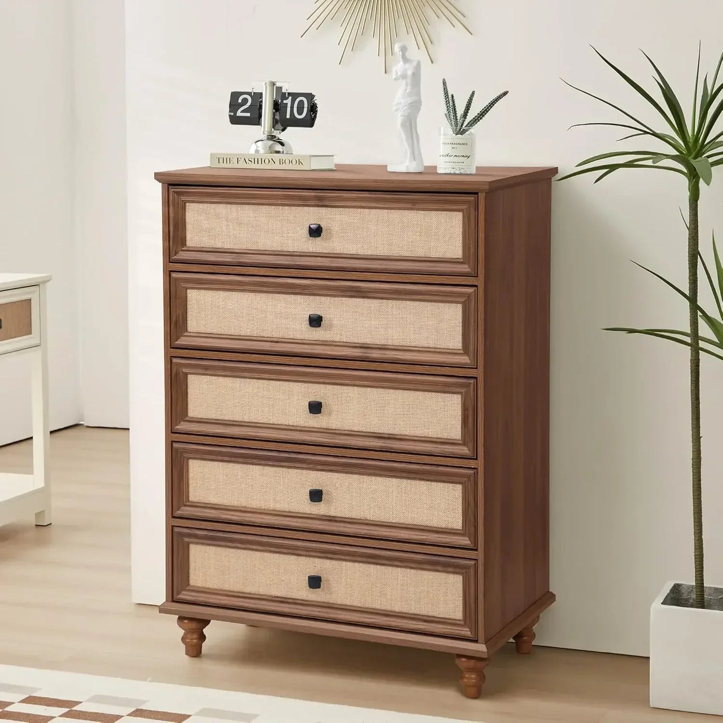 10 Drawer Dresser for Bedroom, Mid Century Modern Wide Wood Rustic Chest of Drawers Wooden Storage Organizer Dressers