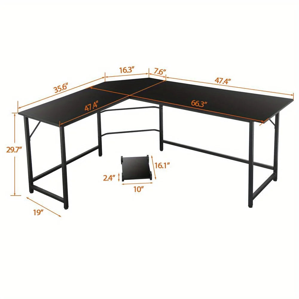 66" L-Shaped Gaming Desk Corner Computer Desk PC Laptop Study Table Workstation
