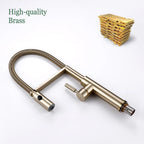 Brushed Gold Kitchen Faucets Single Handle Pull Out Kitchen Mixer Hot And Cold Water Swivel Degree Water Tap