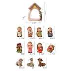 12Pcs Christmas Nativity Figurines with Light Resin Holy Family Birth of Jesus for Christmas Tabletop Church Shelf Chapel