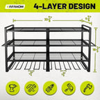 4 Layer Heavy Duty Metal Power Tool Storage Rack,Garage Tool Organizer and Storage with Screwdriver Holder Holder/Hammer Holder