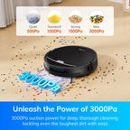 ILIFE V9Pro Robot Vacuum, Self-Emptying, 3000Pa Strong Suction, Gyro Navigation, Schedule, App/Alexa Control, for Pet Hair