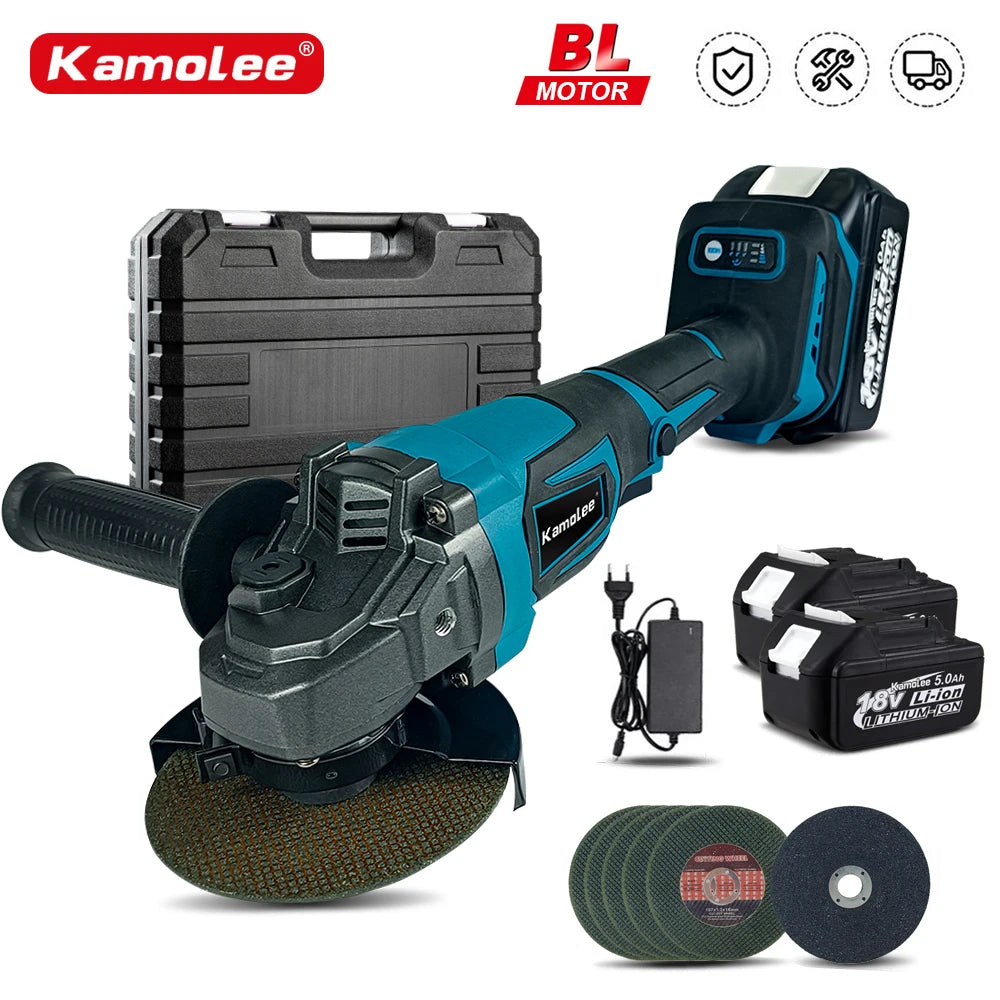 Kamolee M10 100MM 18500RPM Brushless Cordless Angle Grinder 3 Speed Cutting Power Tools Apply to 18V 21V Battery