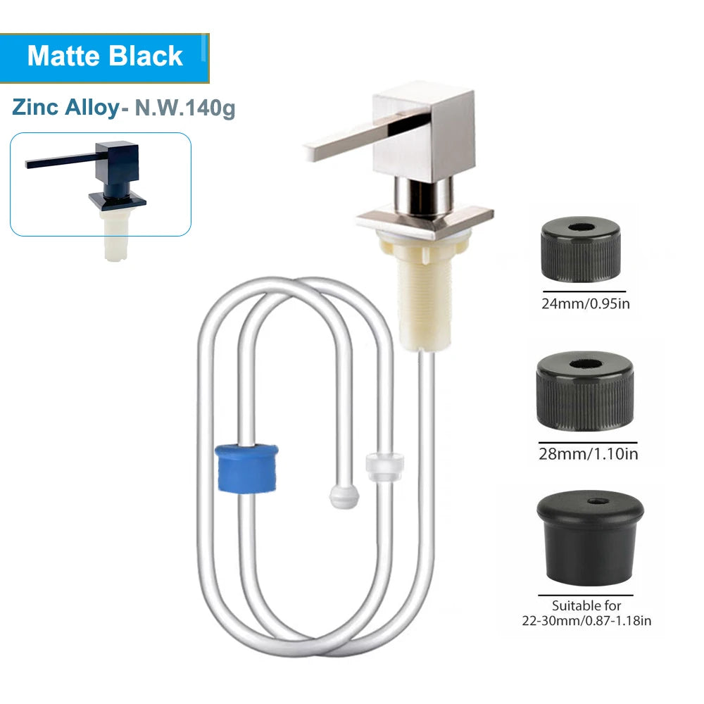 Kitchen Sink Liquid Soap Pump Dispenser Nickle Golden Lotion Holder Pump 360° Head Silicone Tube Kit Under Deck Counter Tool