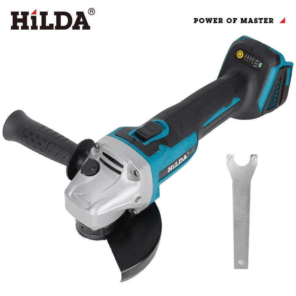 HILDA 125mm Brushless And Brushed Angle Grinder Cordless Grinding Machine Cutting Woodworking Power Tool For Makita 18V Battery