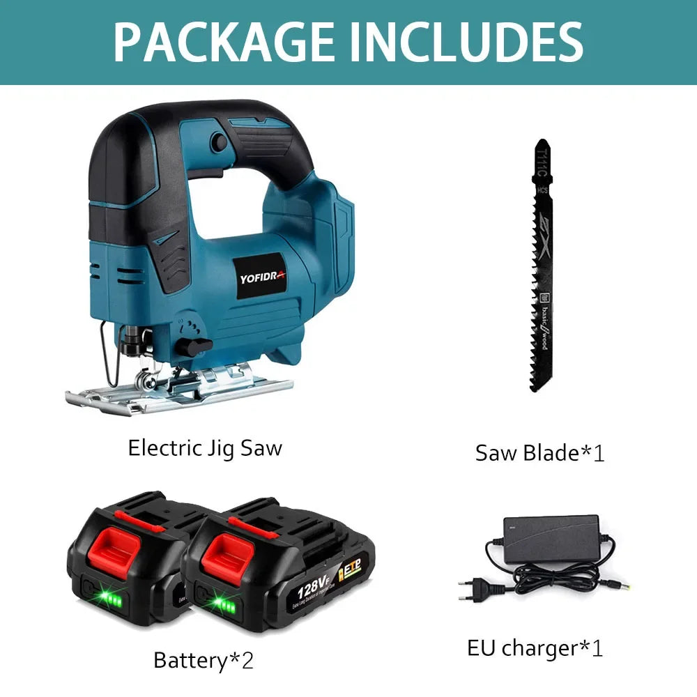 21V Cordless Electric Jig Saw 2900RPM Multi-Function Woodworking Power Tool For Makita 18V Battery Pin with 1 Saw Blade