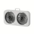 Dual head USB fan with 360 ° rotatable blades, wall mounted and free standing design, rechargeable, suitable for offices, bedroo