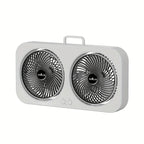Dual head USB fan with 360 ° rotatable blades, wall mounted and free standing design, rechargeable, suitable for offices, bedroo