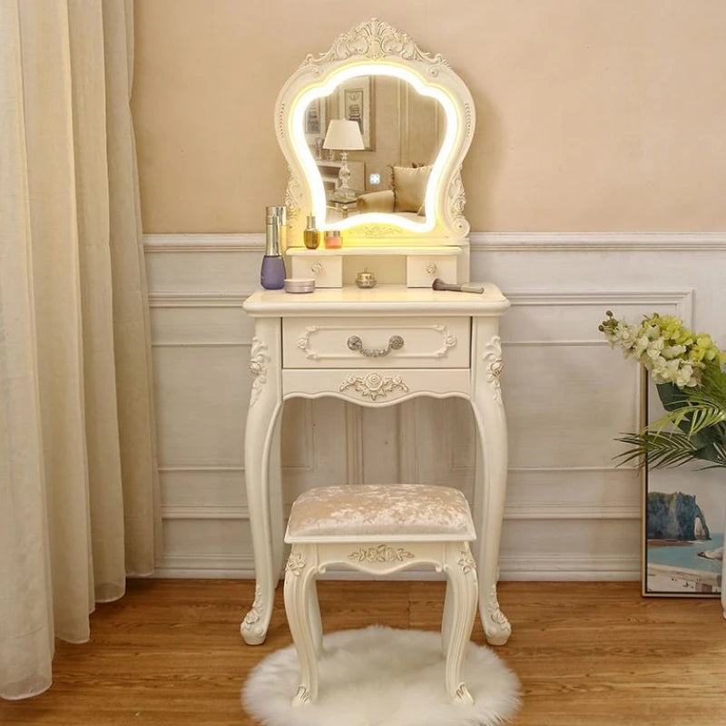 Luxury Makeup Vanities Storage Drawers Dressers Bedroom Organizer Vanity Makeup Desk Standing Corner Dressing Table with Light