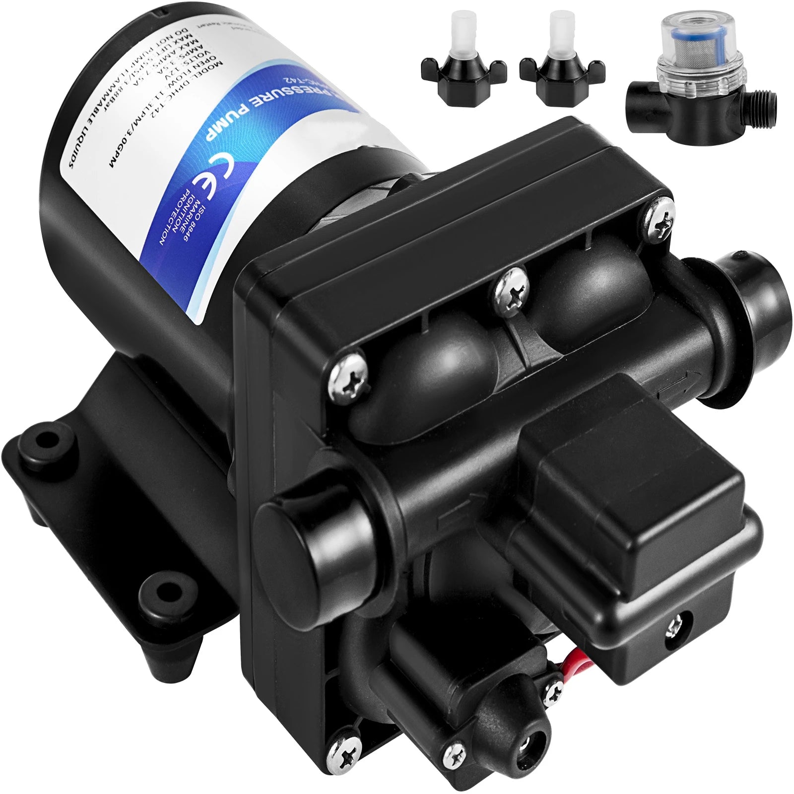 SucceBuy 3 4GPM Fresh Water Pump 12VSelf Priming Sprayer Pump RV Water Pump W/ Pressure Switch Camper Marine Boat Diaphragm Pump