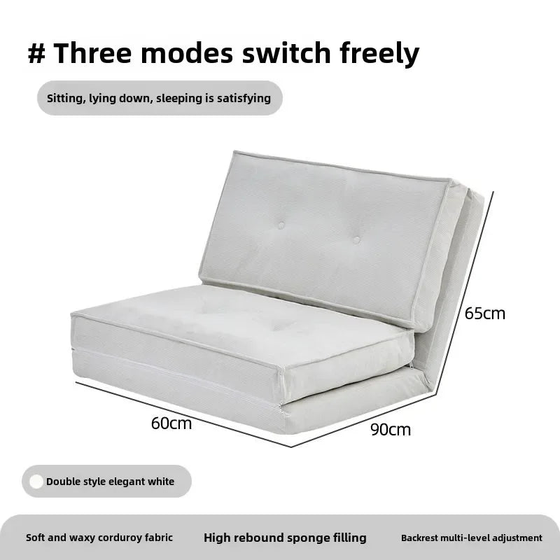 Leisure Corduroy Folding Lazy Sofa Living Room Single Sofa Small-sized Household Cream Style Reclining Foldable Sofa Bed New
