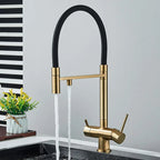Filtered Kitchen Faucets Dual Spout Filter Faucet Mixer Pull Out Spray 360 Rotation Water Purification 3 Ways Sink Mixer Kitchen
