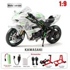 Key Start Dynamic Alloy Motorcycle Model With LED Sound And Smog Adjustable Throttle Model Motorbike Toy Desk Decoration Vehicle