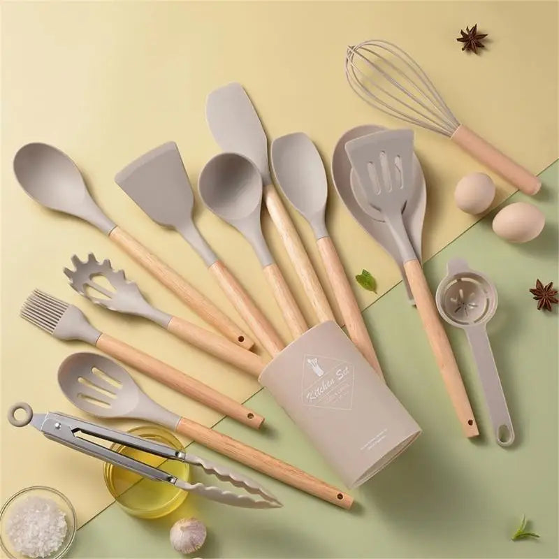 G6KF 14 Pcs Non Cooking Utensils Baking Tool Silicone Kitchen Utensils Set