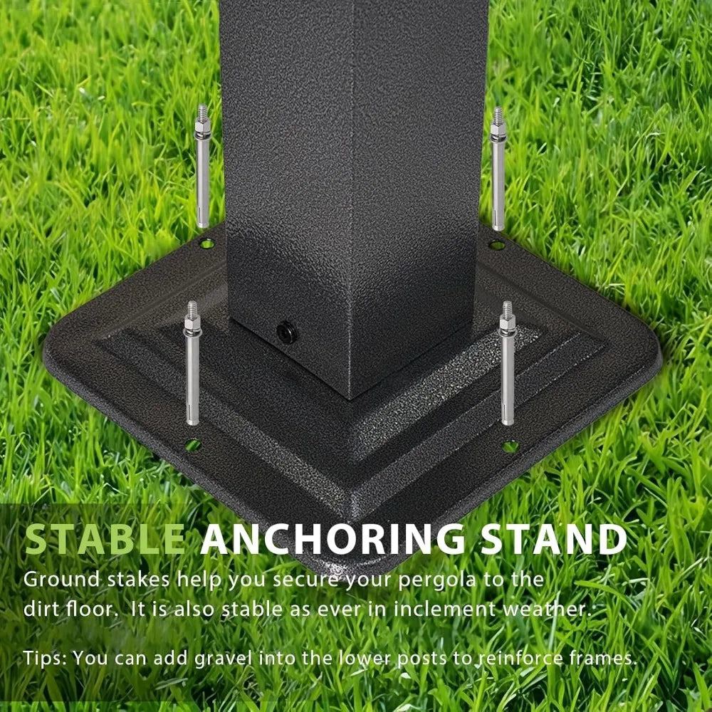 Outdoor Pergola, Upgraded Canopy with Adjustable Roof, Metal Patio Pergola with Brown Shade Cover for Backyard, Ga