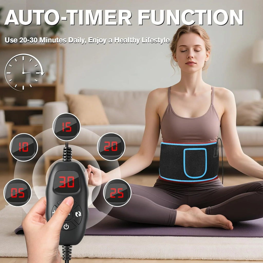 660nm&850nm Red Light Infrared Light Therapy Waist Belt with Controller Body Pain Relief Heated Pad for Muscle Repair Speed Heal