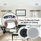 Herdio Passive Ceiling Speakers 6.5‘’ 320W 2-Way Round Flush Mount Speakers Perfect For Home Theater Living Room Bathroom Pair