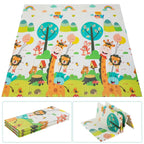 Play Mat Baby Crawling Mat Children Foldable XPE Foam Non-slip Double-sided for Indoor Outdoor 180x160x1cm Treehouse/Giraffe