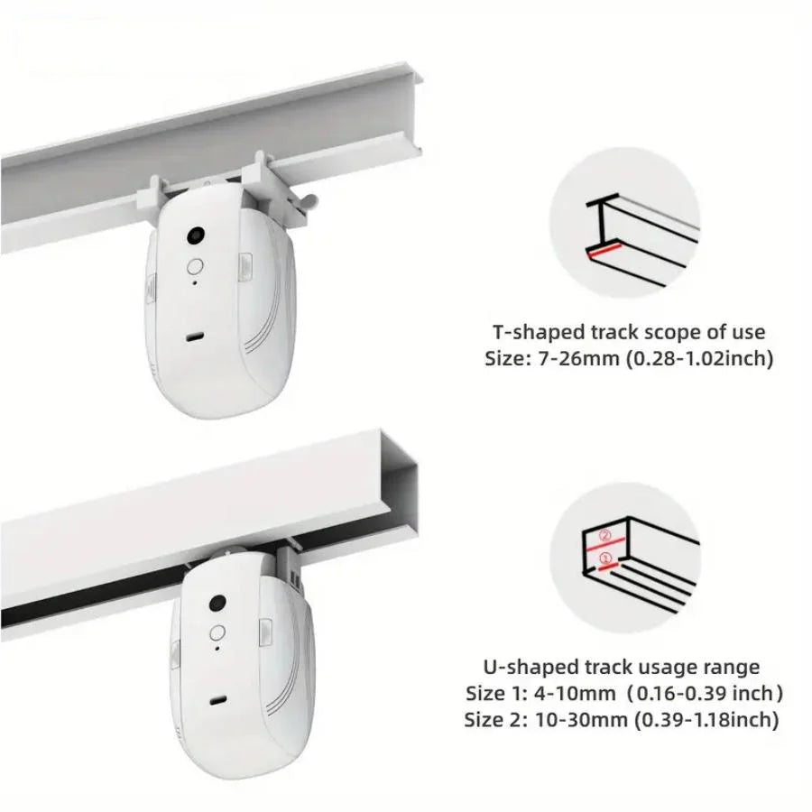 Smart Electric Curtain Robot Remote Control For Roman I Type U Type Curtains Track Work，ABS Material, Easy Installation