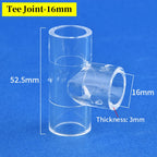 16mm Clear Acrylic Pipe Aquarium Fish Tank 90° Elbow Tee End Plug Connector Plexiglass Water Supply Tube Fittings DIY Connector