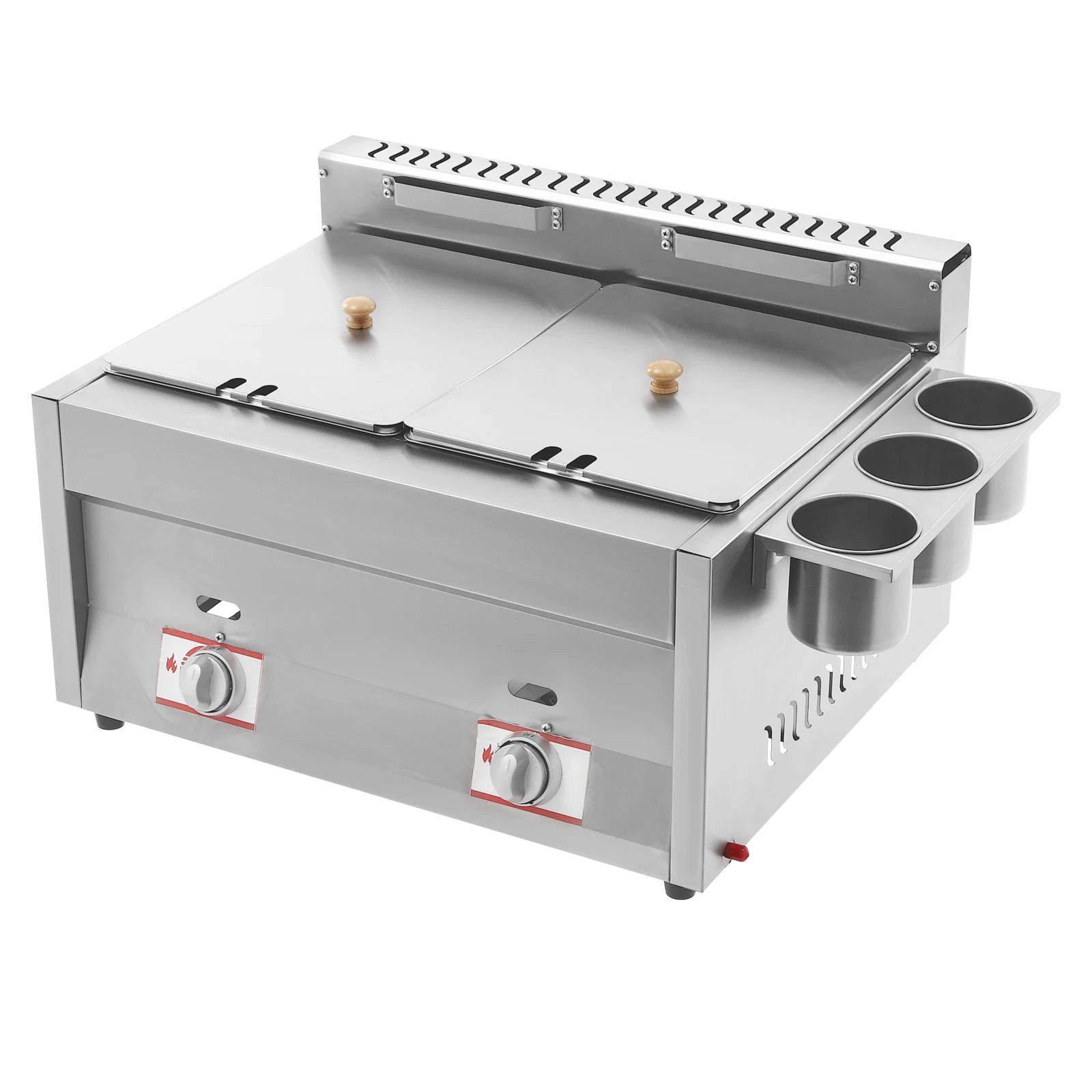 Commercial Gas Deep Fryer 12L Stainless Steel Dual Tank Gas Deep Fryer with 2 Baskets&Lid Countertop Fryer Frying Machine