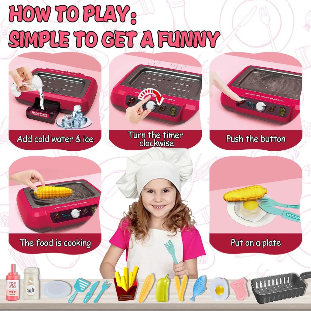 20Pcs DIY Kitchen Cooking Toy Set With Sound & Light Color Multi-Functional Induction Children‘s Play House Food Toys Gifts