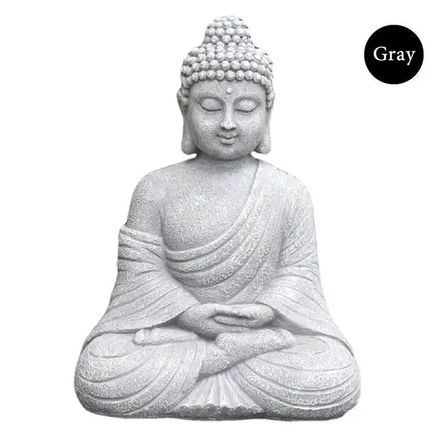 9 Inch Vintage Garden Buddha Statue Indoor Outdoor Garden Zen Buddhism Figurine Sculpture Home Office Store Decor Ornament