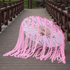 82cm Pink Flowers Silk Decorative Umbrella Han Cos Props Tassel Umbrella Ancient Chinese Classic Oil Paper Parasol