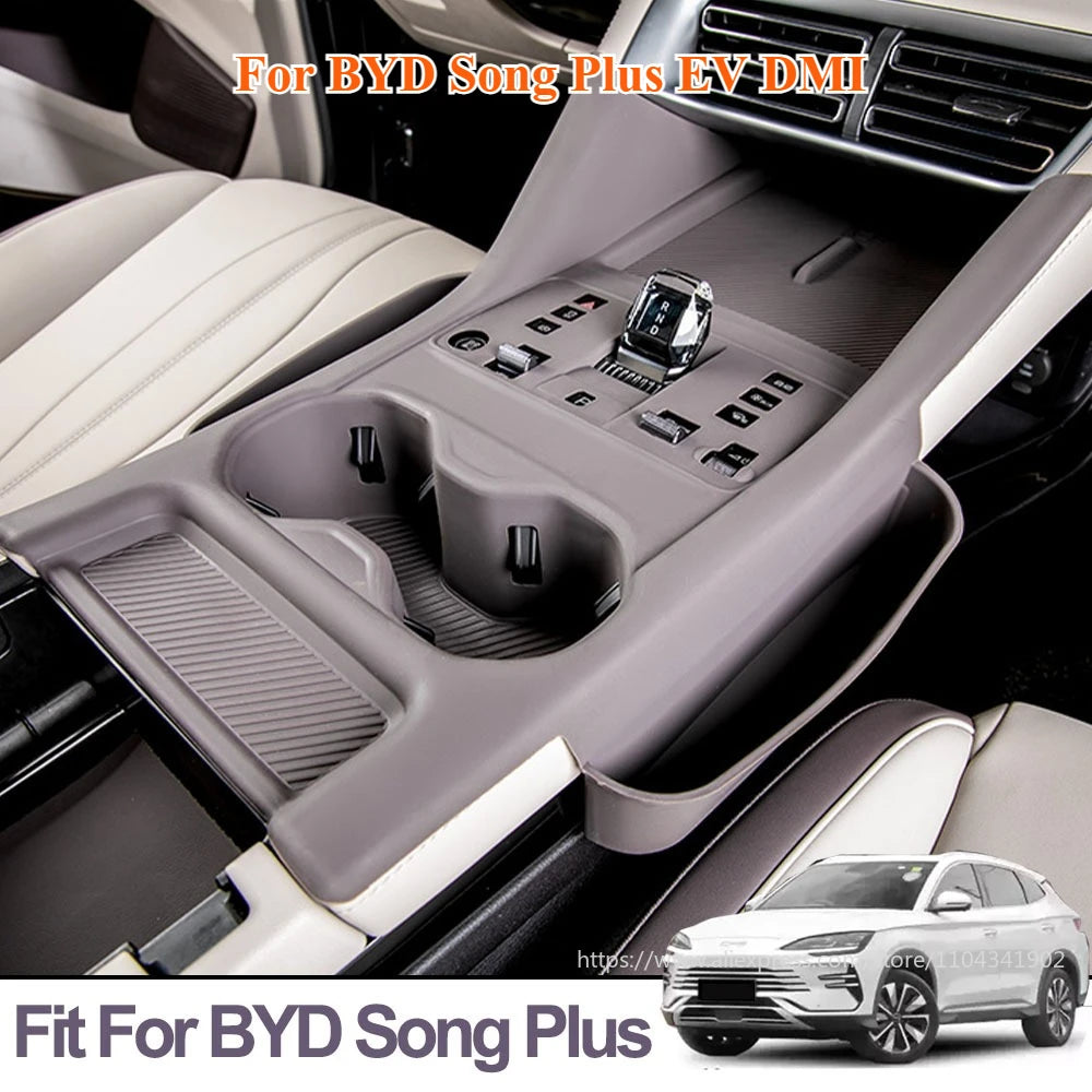 Fit For BYD Song Plus EV DMI 2020-2025 Central Control Panel Protective Pad Wireless Charging Silicone Pad Water Cup Holder Trim