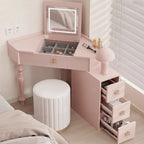 Flip Lights Storage Vanity Table Mirror Drawers Woman Small Cabinet Bedroom Dressers Girl Makeup Pink Coiffeuse Furniture Home