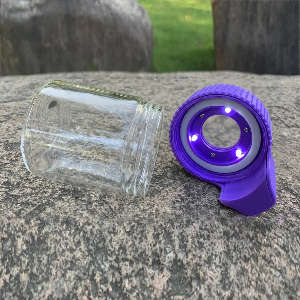 LED Glass Tobacco Jar Bottle Box with Magnifier Sealed Vacuum Herb Tobacco Jar Box Bottle Tobacco Storage Bottle Jar Container