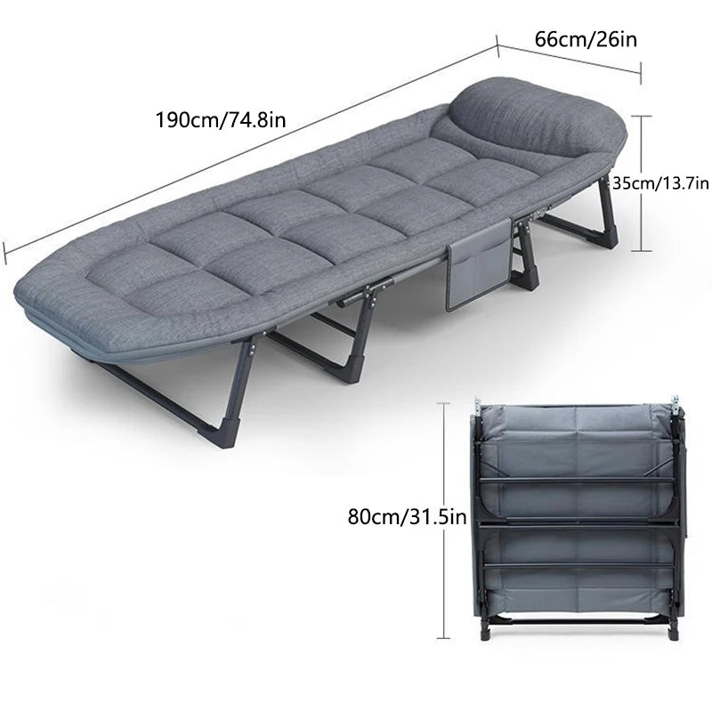 Niceway 6 Adjustable Positions Camping Cot with Mattress & Pillow for Adults 550LBS Heavy Duty Sleeping Cot Outdoor Folding Bed