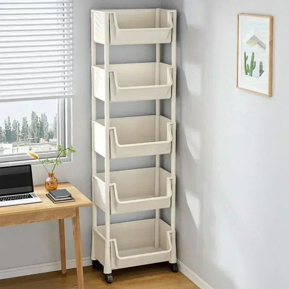 Kitchen Organizer Storage Rack Mobile Snack Toy Trolley Desk Side Book Shelf Rack Wheels
