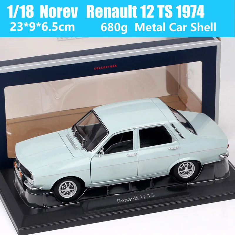 Norev 1/18 Scale Big Renault 12 TS 1974 Gordini 1971 Diecast Car Model Classic Toy Vehicles Blue Miniaturas Collectibles Gifts