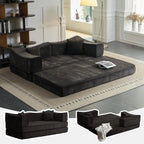 78.8" Convertible Compression Sofa: Corduroy Modular Bed, Arms & Backrest