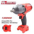 1300NM Cordless Electric Wrench for Milwaukee 18V Battery Large Torque Brushless Impact Wrench Car Truck Repair Power Tools