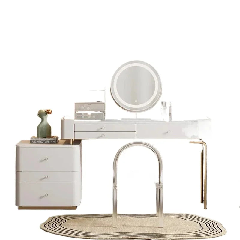 Salon Storage Vanity Table Living Rooms Beige Organizer Makeup Dresser Luxury Space Saving Comfortable Muebles Trendy Furniture