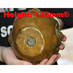 5.6" Chinese Buddhism brass copper 4 Face Expression Maitreya Buddha Head Statue