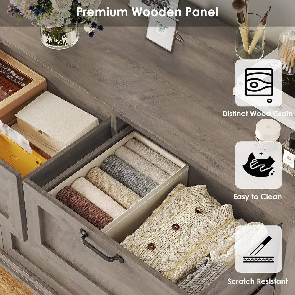 White Dresser for Bedroom, Wood Chest of Drawers, Large Modern Dresser for Closet 8 Drawer, Wide Storage Cabinet, Bedroom, Entry