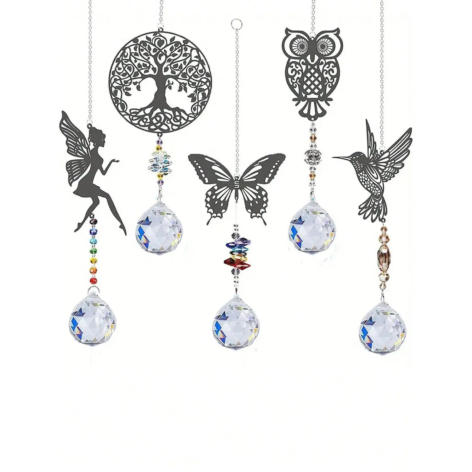 1PC Hanging window sun prism decor indoor crystal catcher rainbow maker decor owl hummingbird pendant