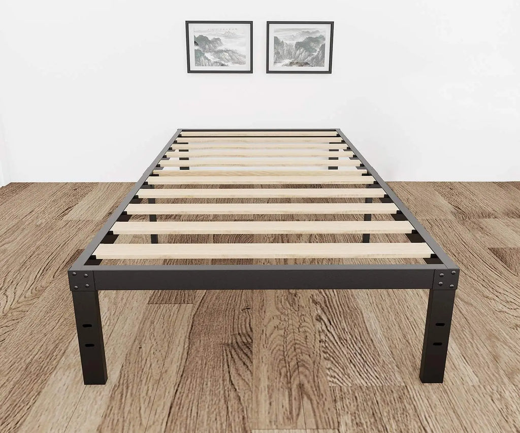 DDPNKL 3500lbs Heavy Duty,14 Inch Steel & Wooden Slat Support Reinforced Platform Bed Frame,Mattress Foundation/Easy Assembly