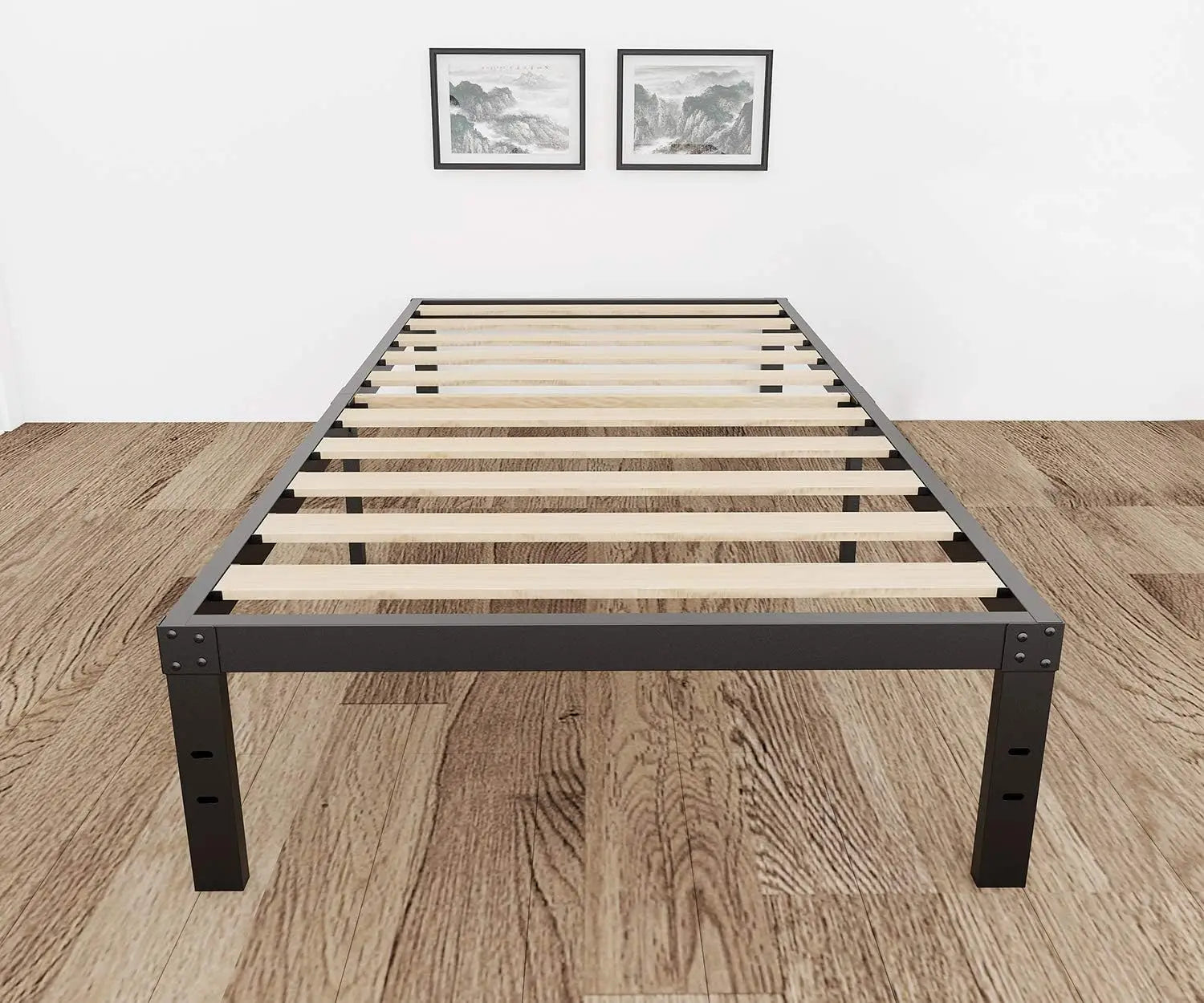 DDPNKL 3500lbs Heavy Duty,14 Inch Steel & Wooden Slat Support Reinforced Platform Bed Frame,Mattress Foundation/Easy Assembly