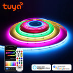 Tuya Smart WiFi Switch WS2811 COB RGBIC RGB LED Strip Light 12V Power Adapter Plug Dimmable Lamp LED Tape for Room Kitchen Decor