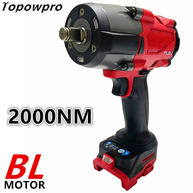 For Milwaukee 18V Battery Electric Wrench 2000N.M High Torque 1/2'' Brushless Impact Wrench Car Truck Repair Construction Tools