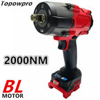 For Milwaukee 18V Battery Electric Wrench 2000N.M High Torque 1/2'' Brushless Impact Wrench Car Truck Repair Construction Tools